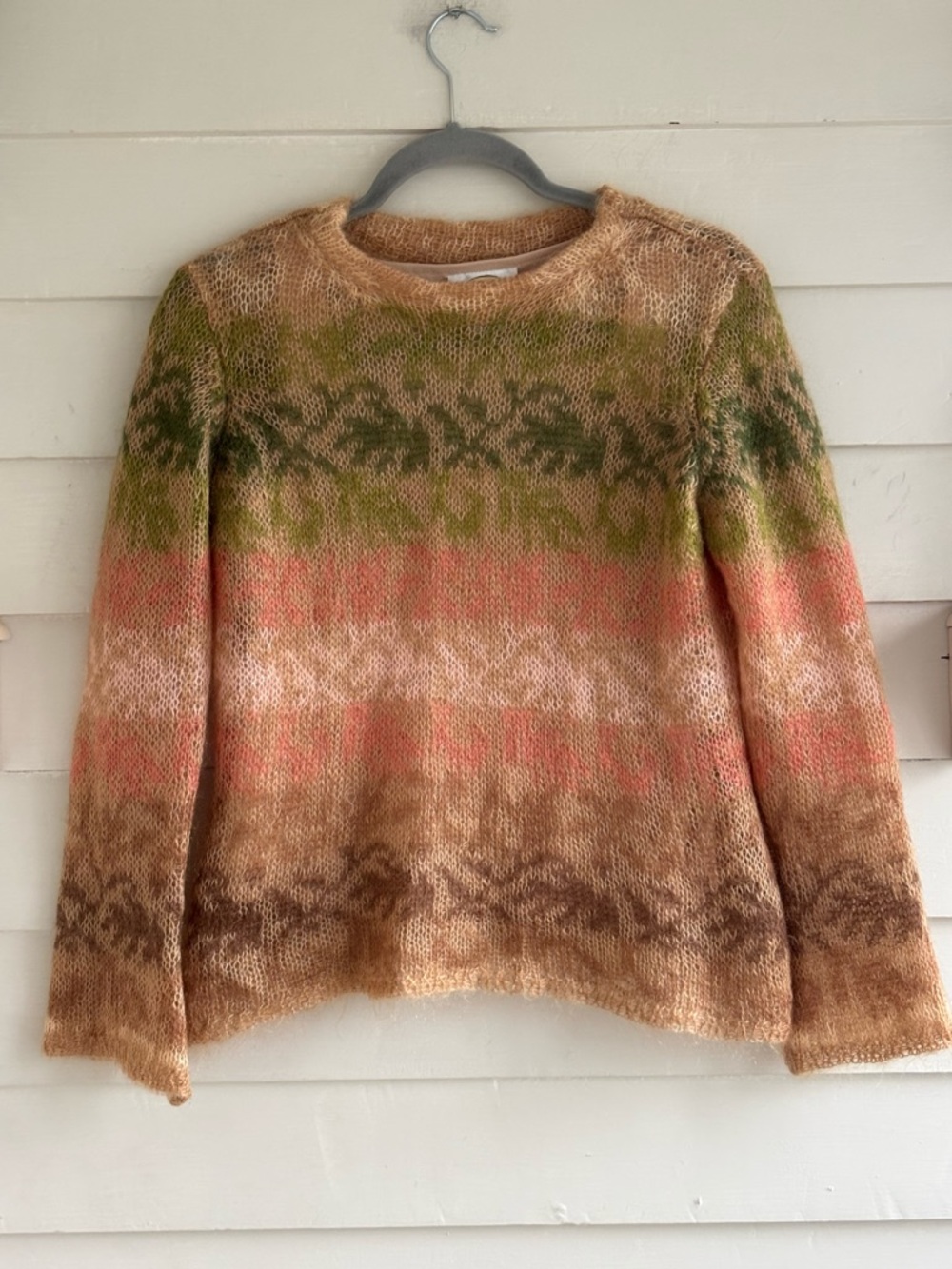 Talbots Mohair Blend Vintage Leaf Motiff Multicolored Women’s Sweater Size M